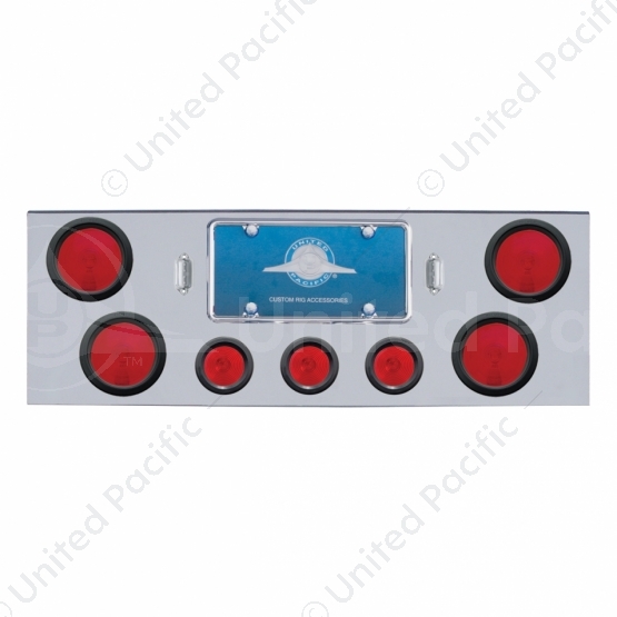 Chrome Rear Center Panel With Four 4" Lights & Three 2.5" Lights & Grommets