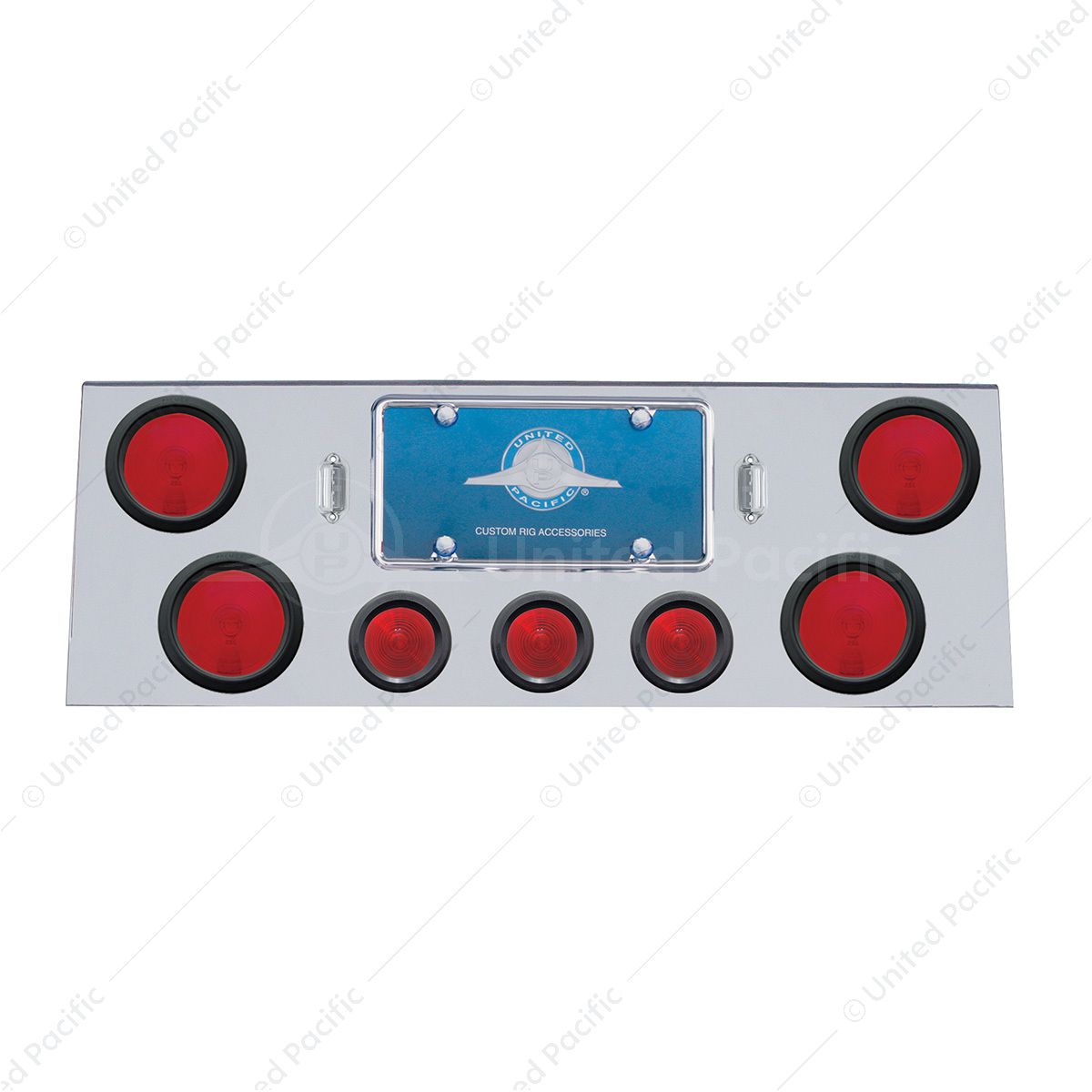 Stainless Rear Center Panel With 4X 4" Lights & 3X 2.5" Beehive Lights & Grommets