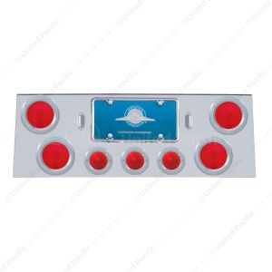 Stainless Rear Center Panel With Four 4" Lights & Three 2-1/2" Beehive Lights & Stainless Bezels