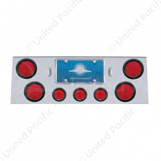 Stainless Rear Center Panel With 4X 4" Lights & 3X 2.5" Flat Lights & Grommets