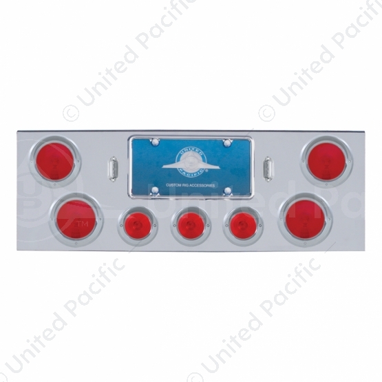 Chrome Rear Center Panel With Four 4" Lights & Three 2.5" Lights & Visors