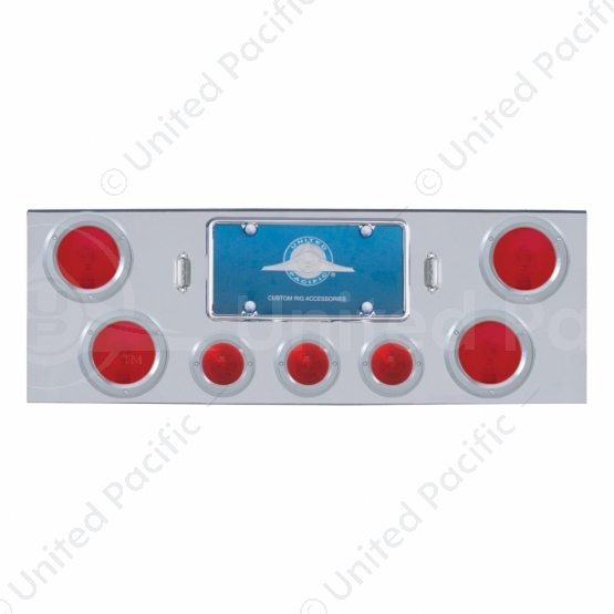 Chrome Rear Center Panel With Four 4" Lights & Three 2.5" Beehive Lights & Bezels