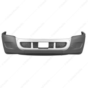 Complete 3-Piece Front Bumper Set With Chrome Trim Without Fog Light Hole For 2008-2017 Freightliner