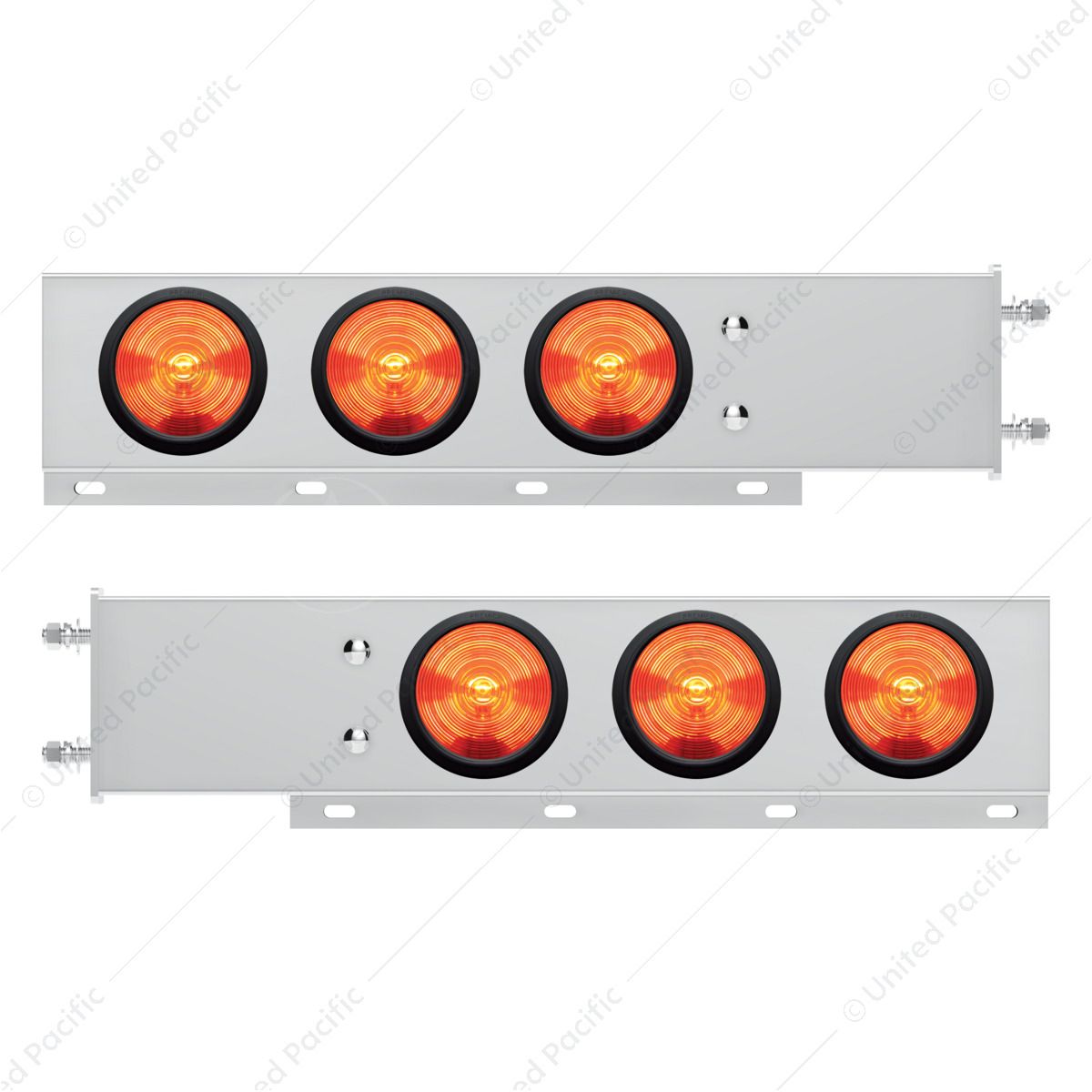 3-3/4" Bolt Pattern Deluxe Stainless Spring Loaded Light Bar With 6X 4" Lights & Grommets (Pair)