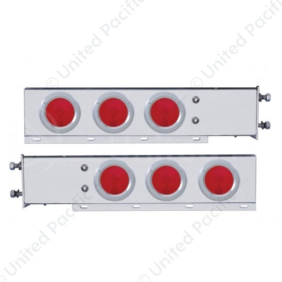 3-3/4" Bolt Pattern Deluxe Stainless Spring Loaded Light Bar With 6X 4" Lights & Bezels (Pair)