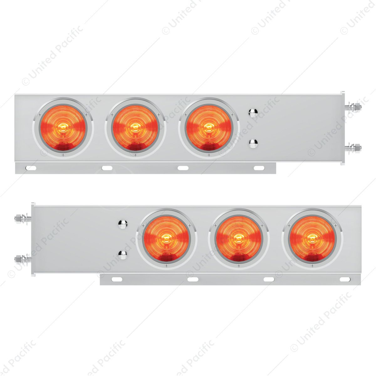 3-3/4" Bolt Pattern Deluxe Stainless Spring Loaded Light Bar With 6X 4" Lights & Bezels (Pair)