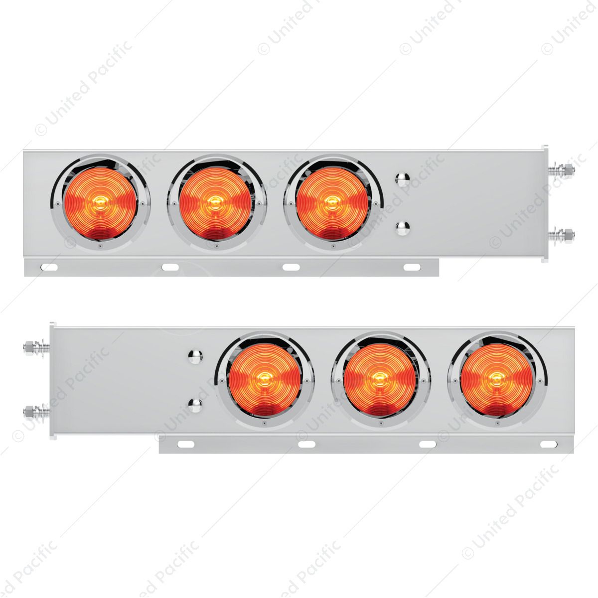 3-3/4" Bolt Pattern Deluxe Stainless Spring Loaded Light Bar With 6X 4" Lights & Visors (Pair)