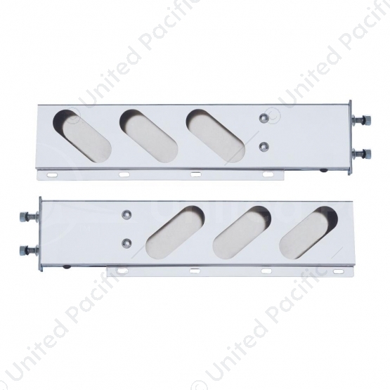 3-3/4" Bolt Pattern Stainless Spring Loaded Light Bar With 6X Oval Light Cutouts (Pair)