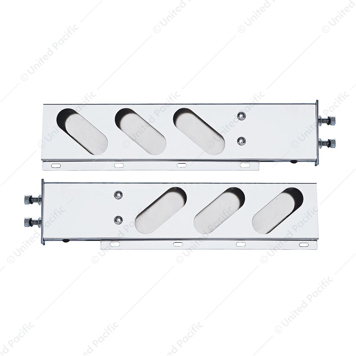 2.5" Bolt Pattern Stainless Spring Loaded Light Bar With 6X Oval Light Cutouts (Pair)