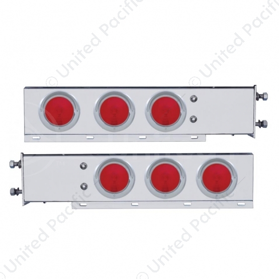 3-3/4" Bolt Pattern Stainless Spring Loaded Light Bar With 6X 4" Lights & Visors (Pair)