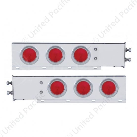 2" Bolt Pattern Stainless Spring Loaded Light Bar With 6X 4" Lights & Visors (Pair)