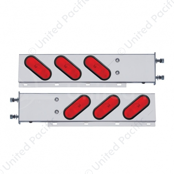 3-3/4" Bolt Pattern Stainless Spring Loaded Light Bar With 6X Oval Lights & Grommets (Pair)