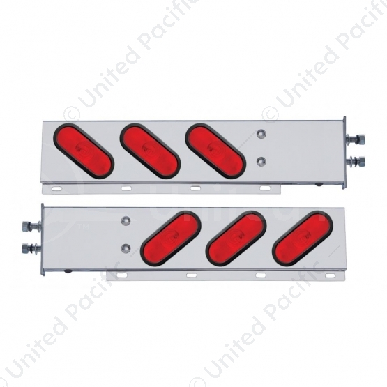 2.5" Bolt Pattern Stainless Spring Loaded Light Bar With 6X Oval Lights & Grommets (Pair)