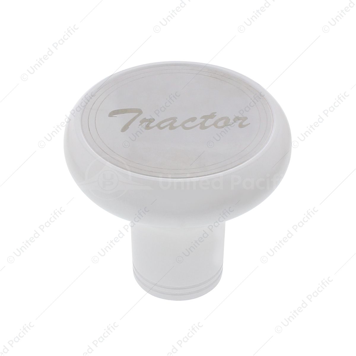 Deluxe Aluminum Screw-On Air Valve Knob With Stainless "Tractor" Plaque - Pearl White