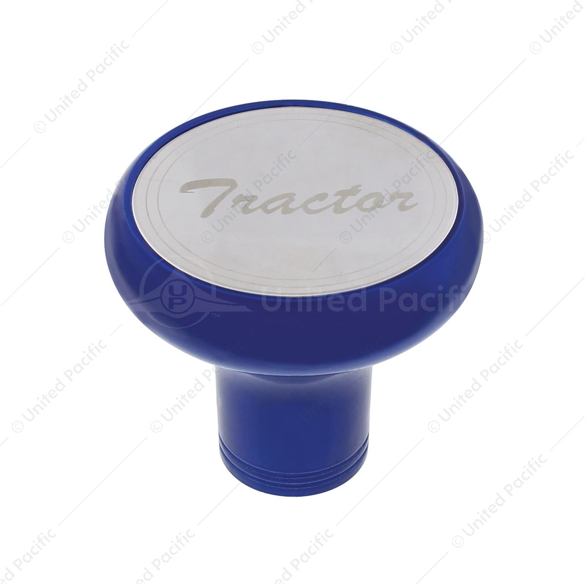 Deluxe Aluminum Screw-On Air Valve Knob With Stainless Tractor Plaque - Indigo Blue