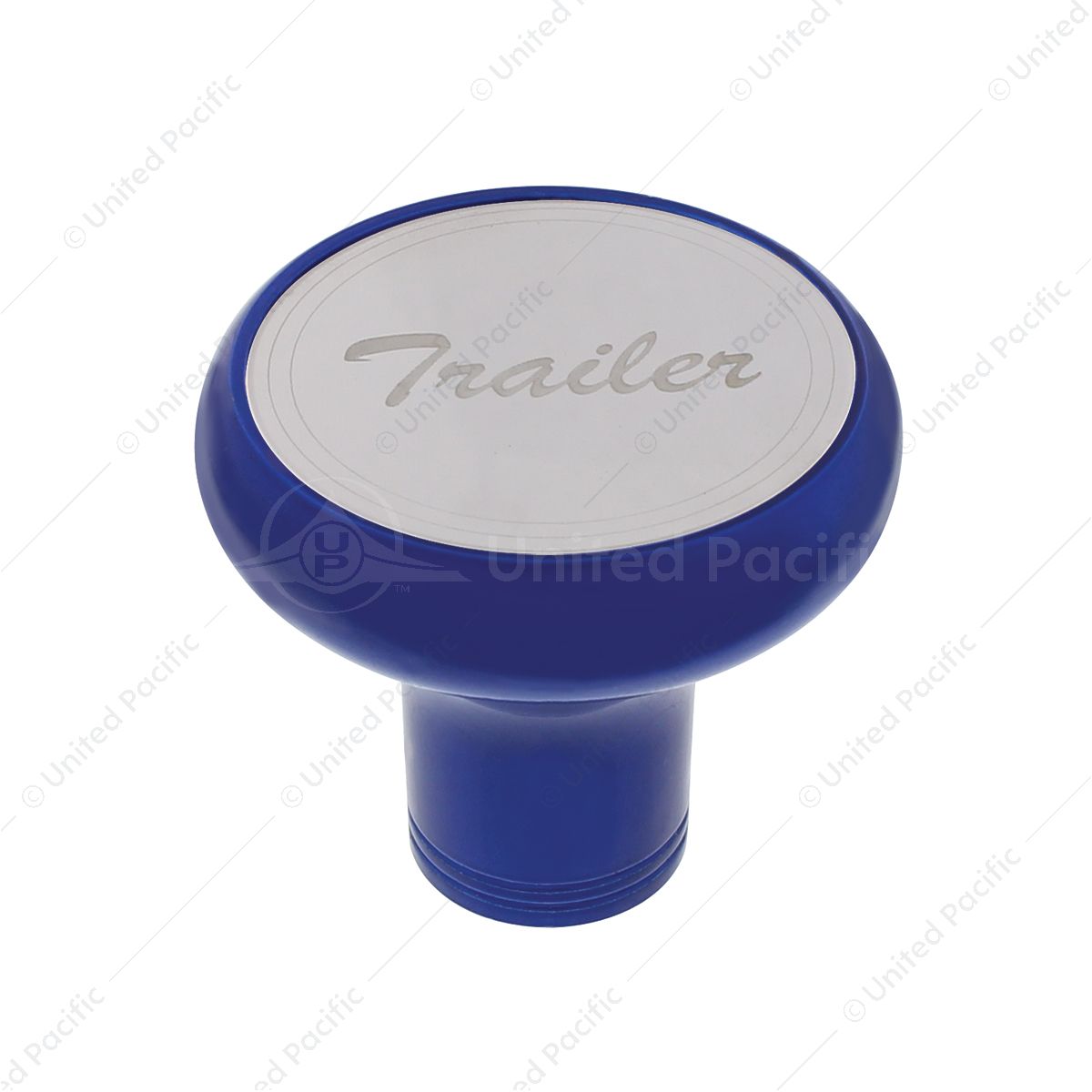 Deluxe Aluminum Screw-On Air Valve Knob With Stainless Trailer Plaque - Indigo Blue