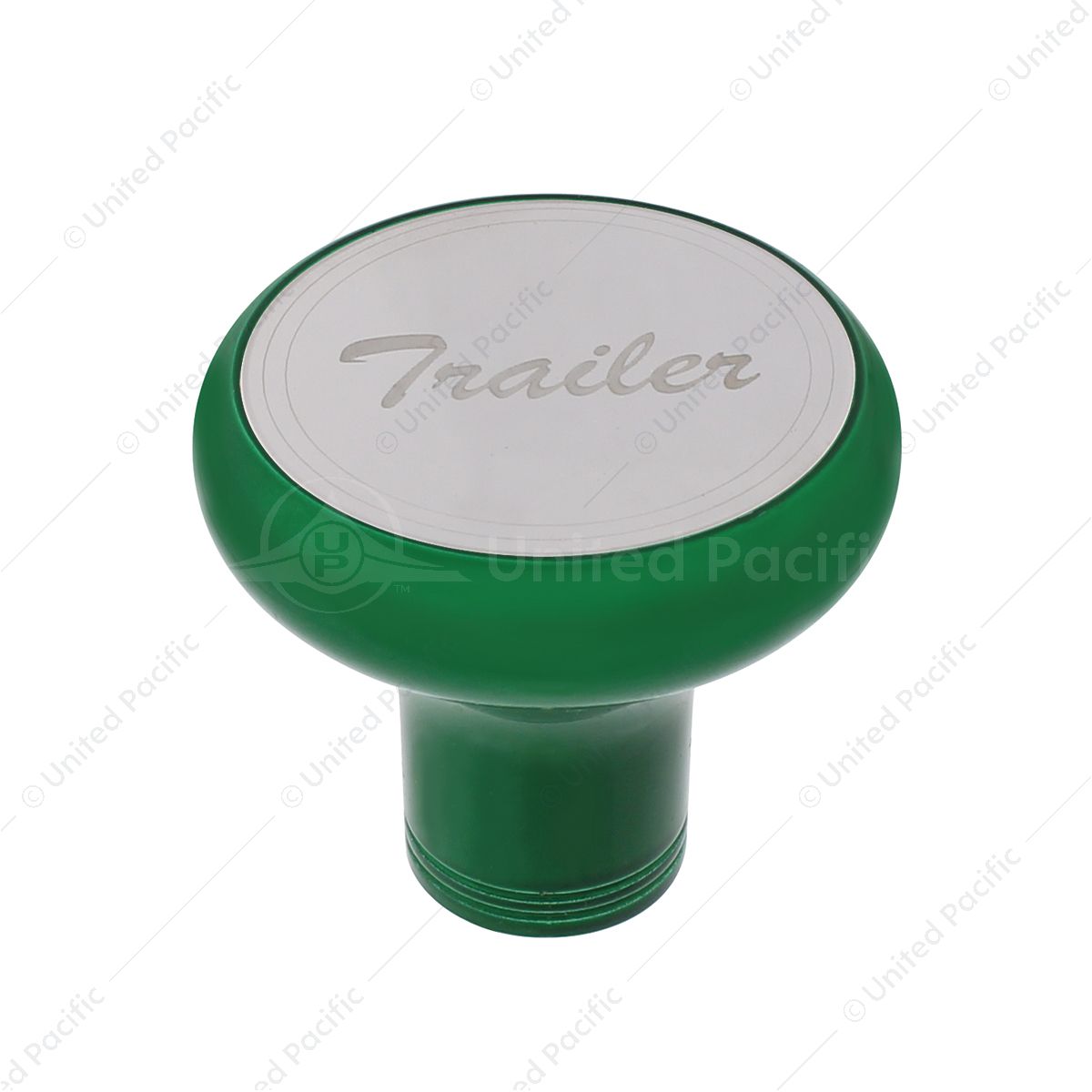 Deluxe Aluminum Screw-On Air Valve Knob With Stainless Trailer Plaque - Emerald Green