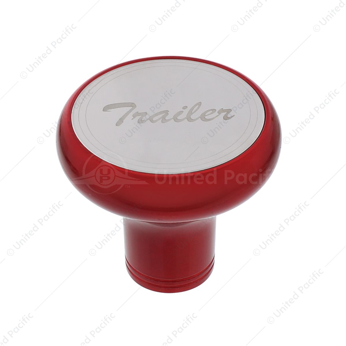 Deluxe Aluminum Screw-On Air Valve Knob With Stainless Trailer Plaque - Candy Red