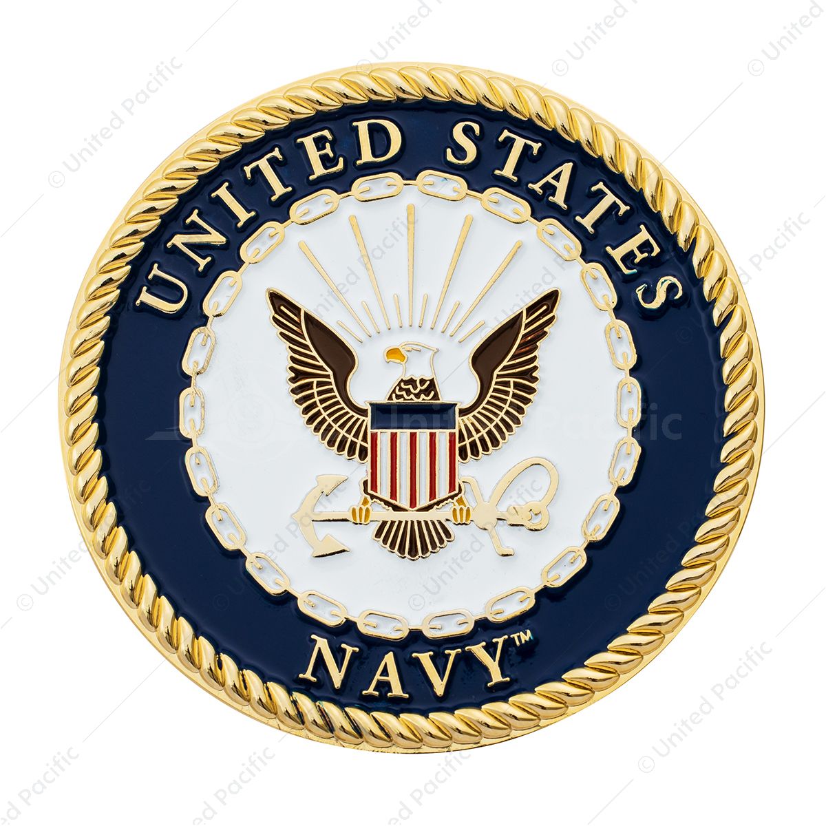 1-3/4" U.S. Military Adhesive Metal Medallion - Navy