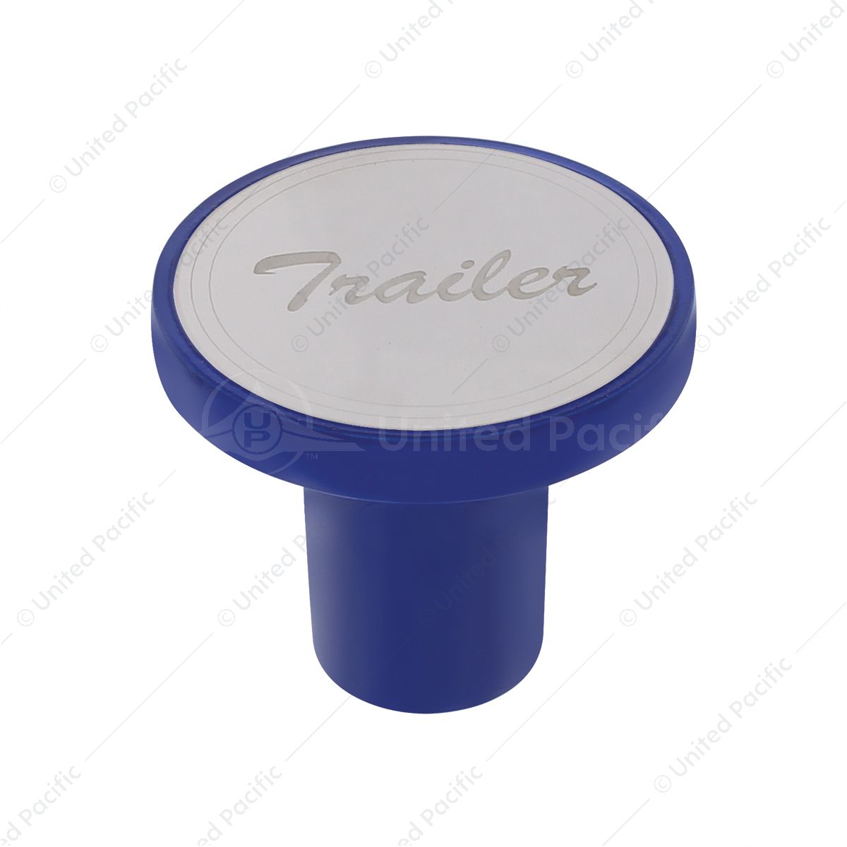 Aluminum Screw-On Air Valve Knob With Stainless Trailer Plaque - Indigo Blue