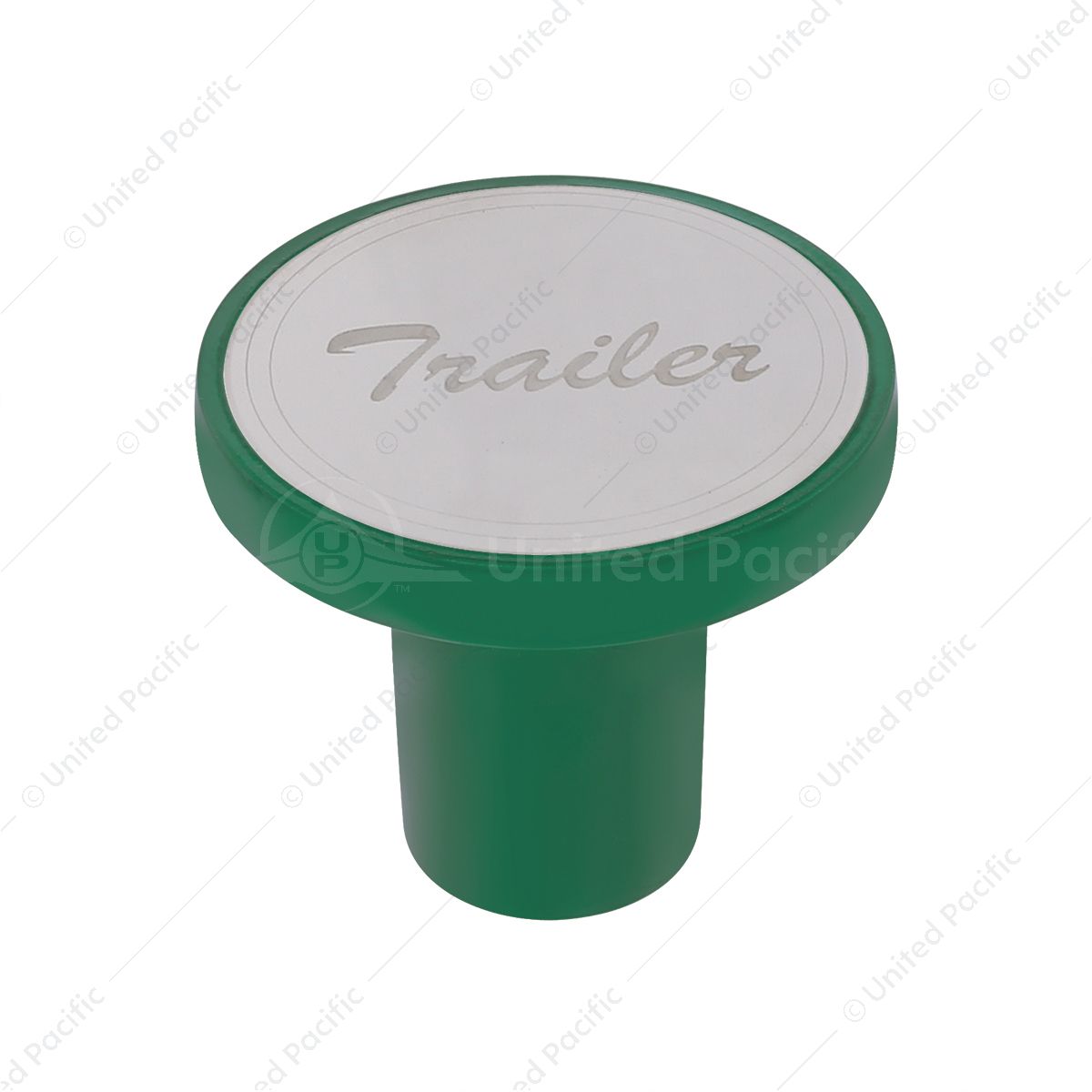 Aluminum Screw-On Air Valve Knob With Stainless Trailer Plaque - Emerald Green