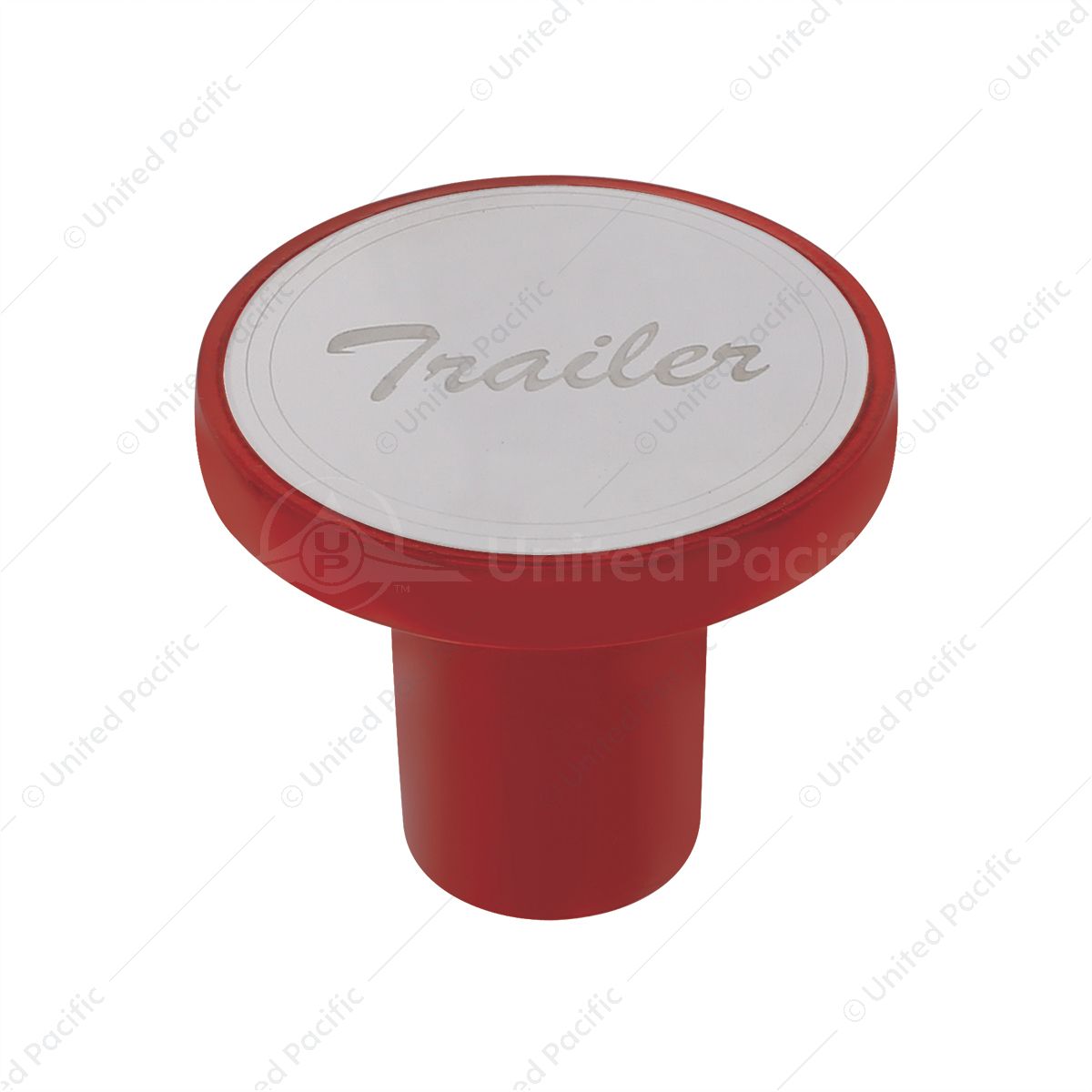Aluminum Screw-On Air Valve Knob With Stainless Trailer Plaque - Candy Red