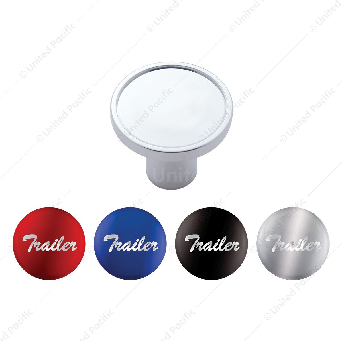 "Trailer" Chrome Aluminum Screw-On Air Valve Knob With Multi Color Glossy Sticker