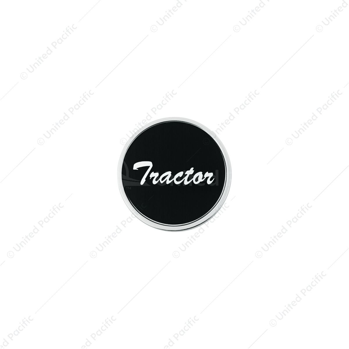 Aluminum Screw-On Air Valve Knob With Tractor Script Sticker - Black Sticker