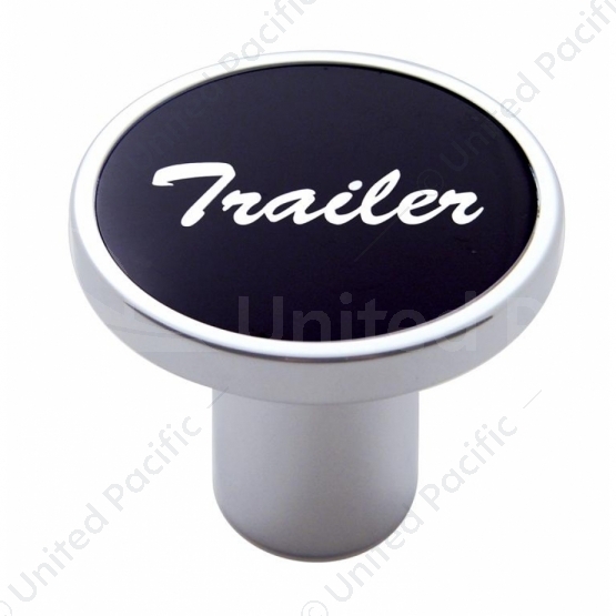 Aluminum Screw-On Air Valve Knob With Trailer Script Sticker - Black Sticker