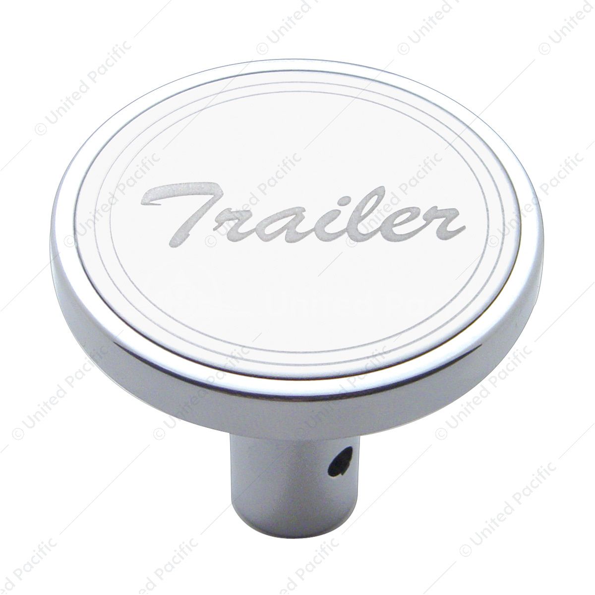 "Trailer" Long Air Valve Knob - Stainless Plaque With Cursive Script