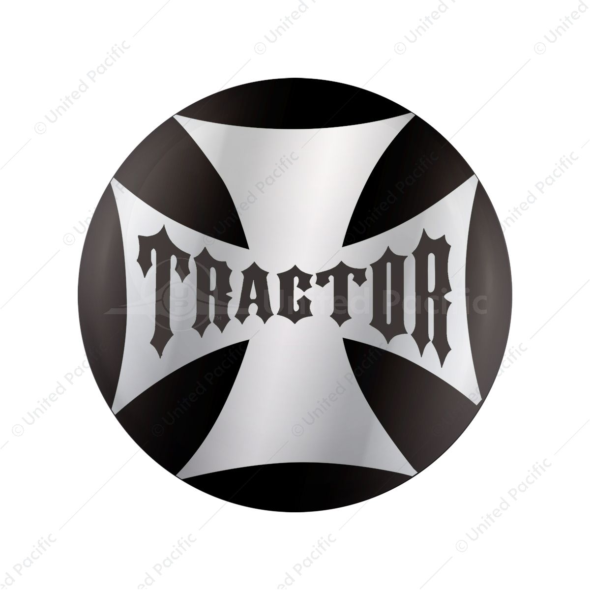 "Tractor" Maltese Cross Air Valve Knob Candy Color Sticker - Glossy Black