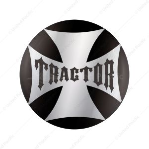 "Tractor" Maltese Cross Air Valve Knob Candy Color Sticker - Glossy Black