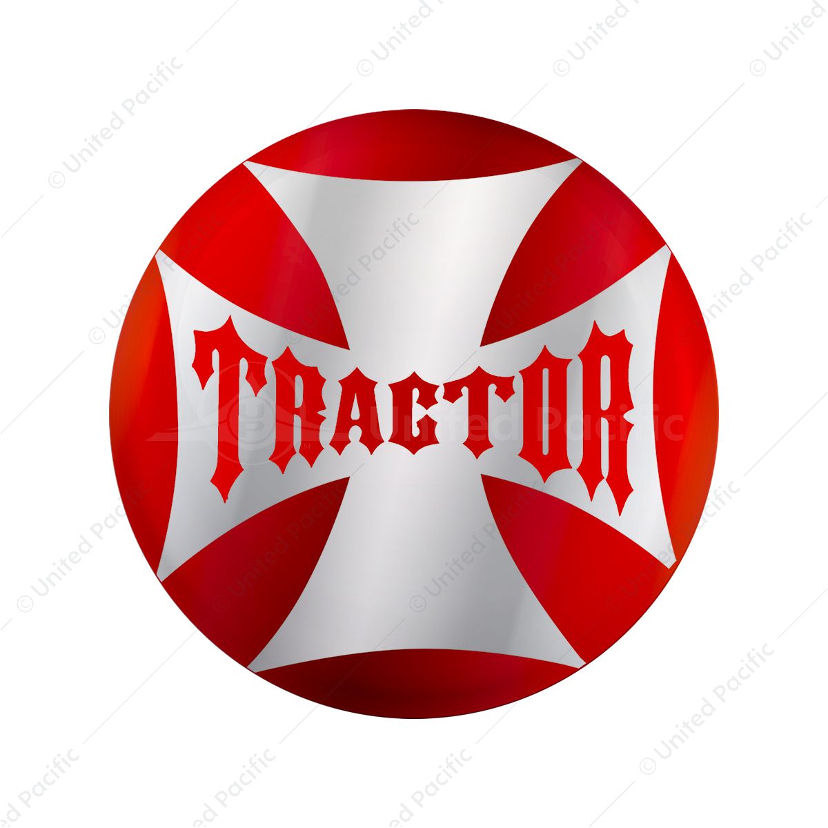 "Tractor" Maltese Cross Air Valve Knob Candy Color Sticker - Candy Red