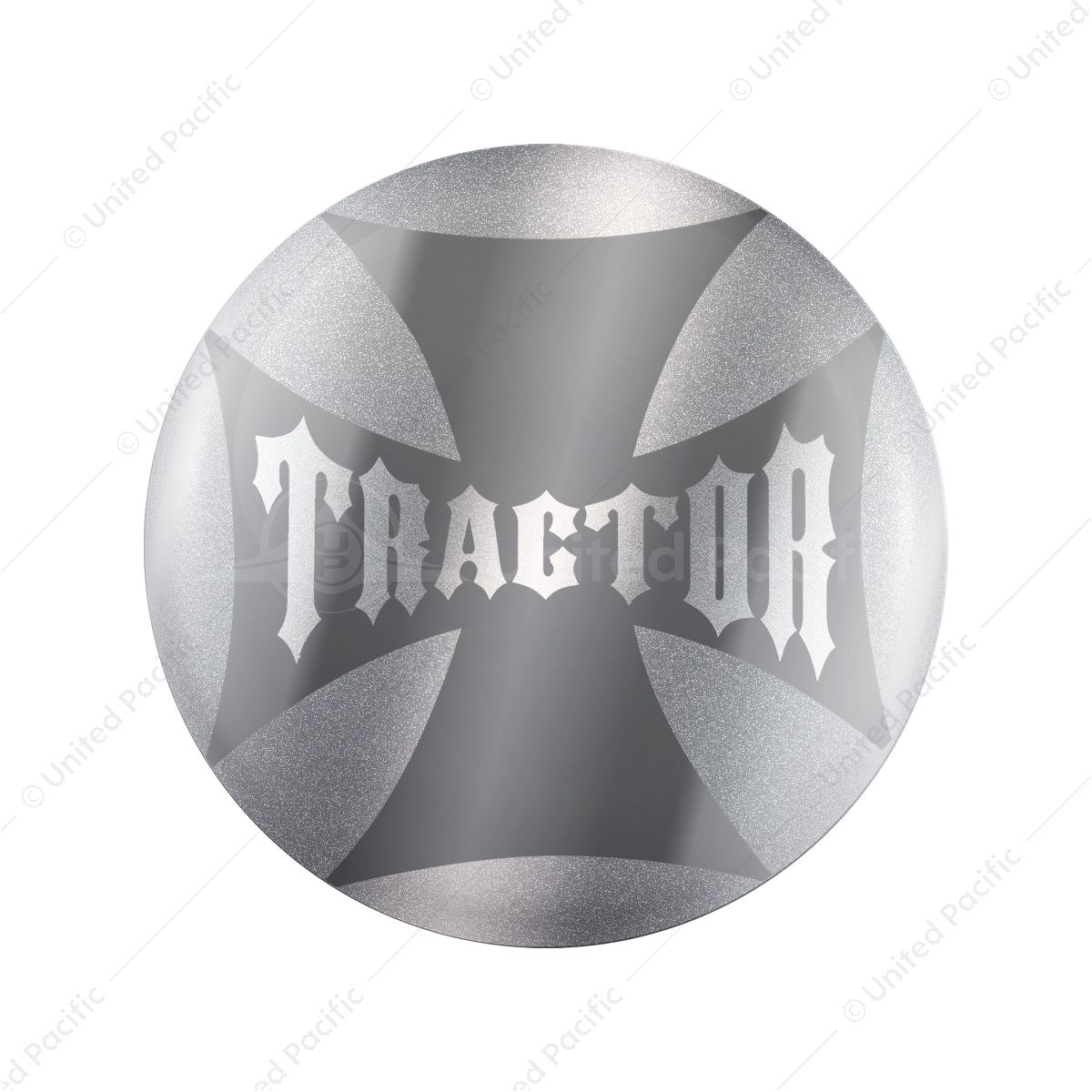 "Tractor" Maltese Cross Air Valve Knob Candy Color Sticker - Liquid Silver