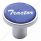 Aluminum Screw-On Air Valve Knob With Glossy Tractor Script Sticker - Blue Sticker