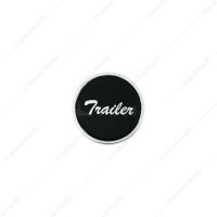 Aluminum Screw-On Air Valve Knob With Glossy Trailer Script Sticker - Black Sticker