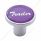 Aluminum Screw-On Air Valve Knob With Glossy Trailer Script Sticker - Purple Sticker