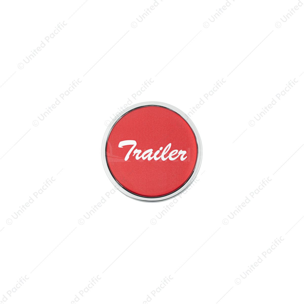 Aluminum Screw-On Air Valve Knob With Glossy Trailer Script Sticker - Red Sticker