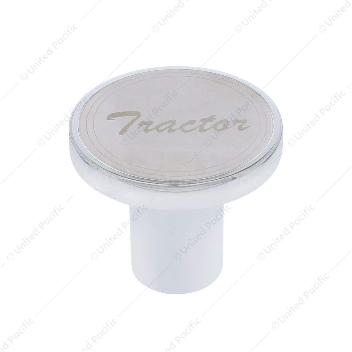 Aluminum Screw-On Air Valve Knob With Stainless Tractor Plaque - Chrome