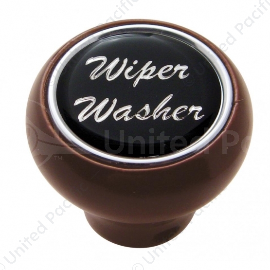 "Wiper/Washer" Wood Deluxe Dash Knob - Black Glossy Sticker