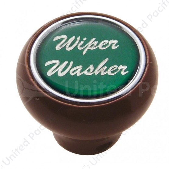 "Wiper/Washer" Wood Deluxe Dash Knob - Green Glossy Sticker