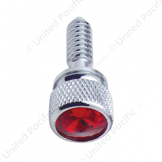 1/4"-20 Knurled Head Dash Screw For Peterbilt - Red Crystal (Bulk)