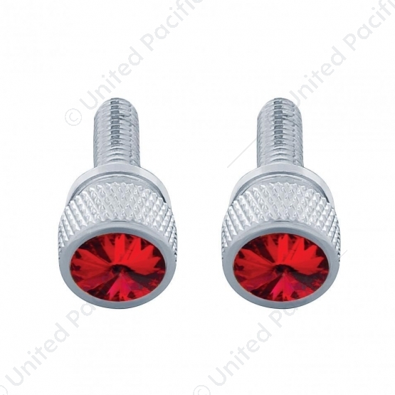 3/4" Short M6 Dash Screw With Crystal For Kenworth - Red Crystal (2-Pack)