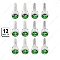 1-3/16" Long M6-1.0 Dash Screw With Crystal For Kenworth - Green Crystal(12-Pack)