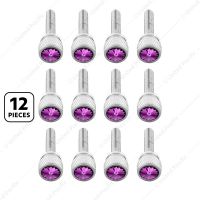 1-3/16" Long M6-1.0 Dash Screw With Crystal For Kenworth - Purple Crystal(12-Pack)