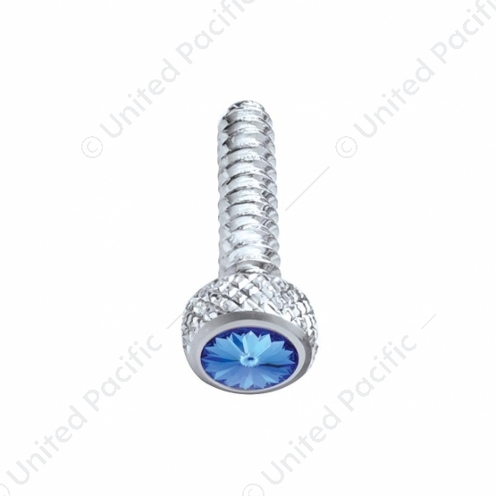 Chrome Short Dash Screw For Freightliner With Blue Crystal (Bulk)