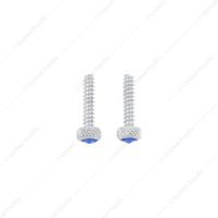 Chrome Short Dash Screw For Freightliner With Blue Crystal (2-Pack)