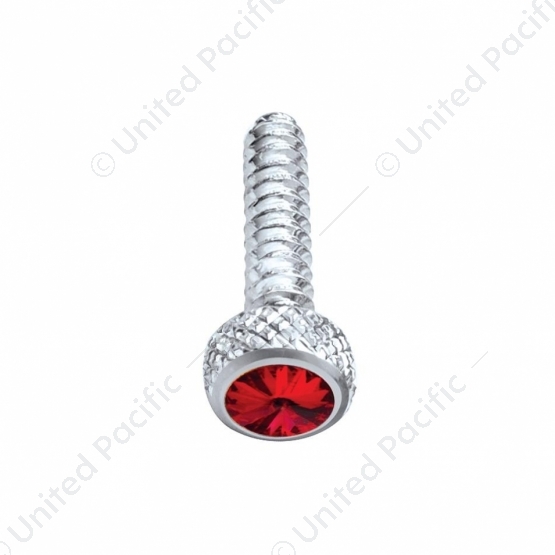 Chrome Short Dash Screw For Freightliner With Red Crystal (Bulk)