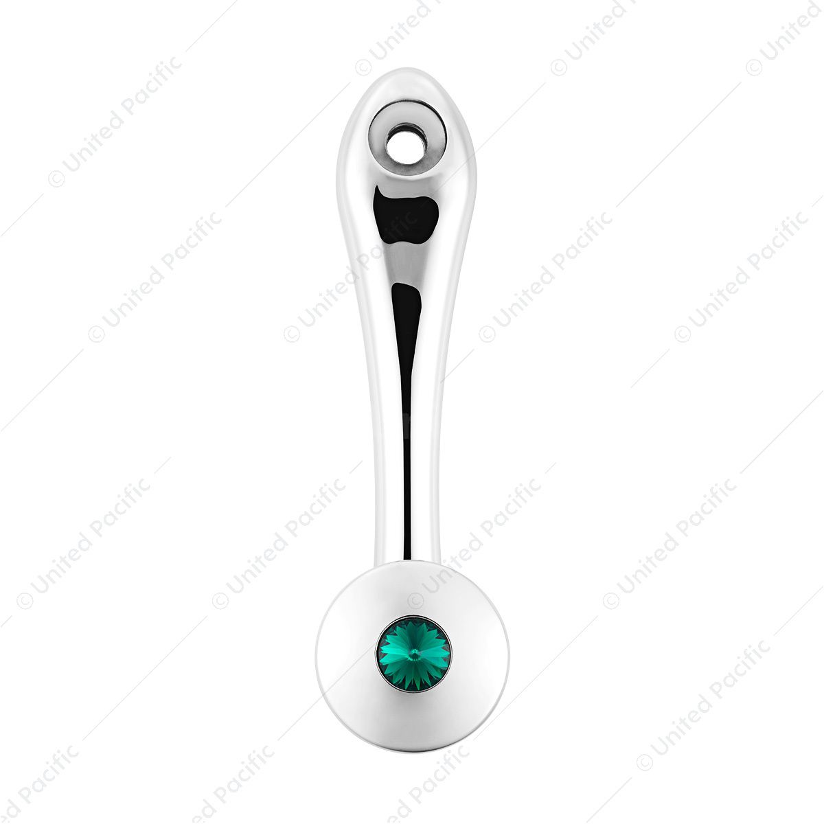 Chrome Die-Cast Window Crank With 16-Spline 7/16” OD Adapter - Green Crystal