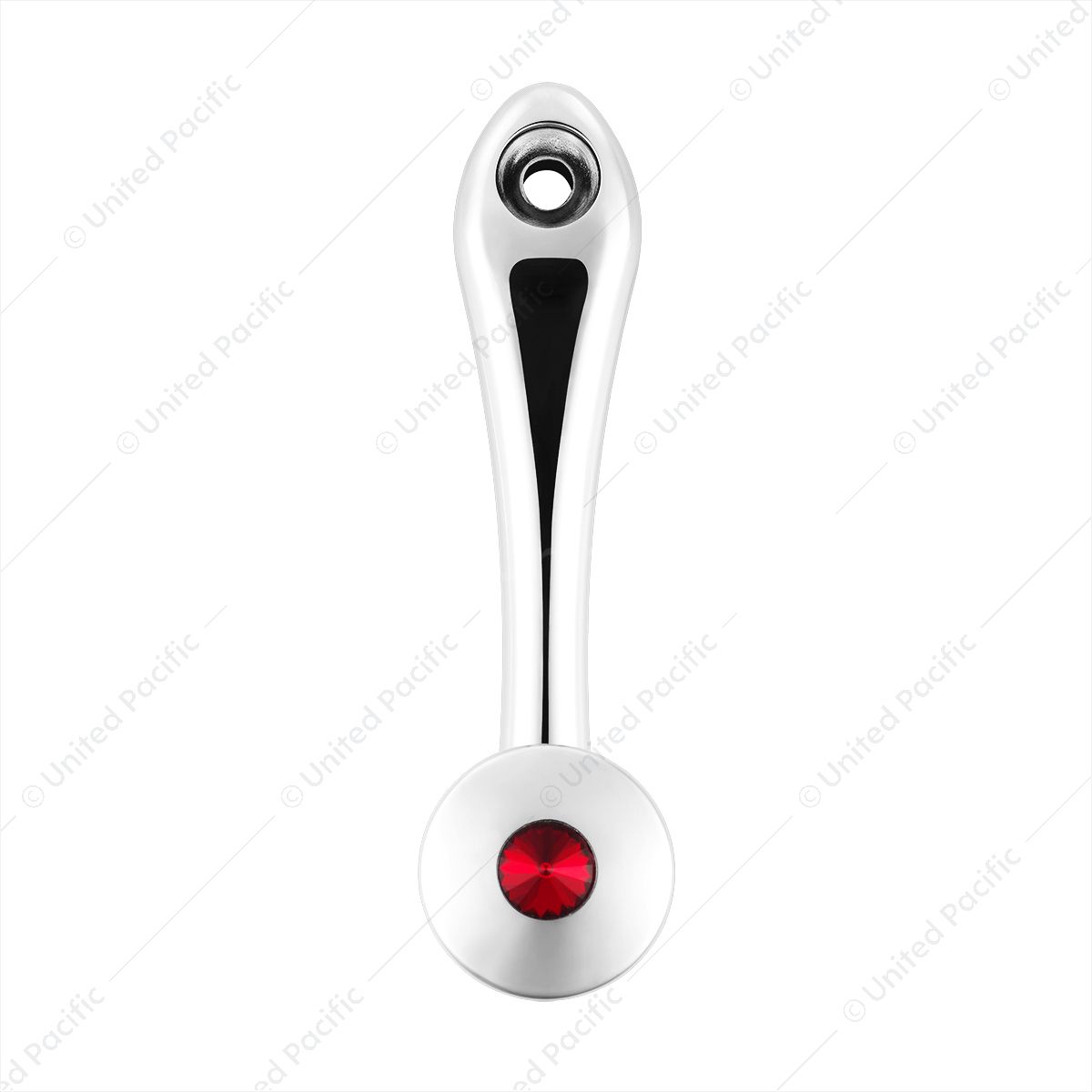 Chrome Die-Cast Window Crank With 16-Spline 7/16” OD Adapter - Red Crystal